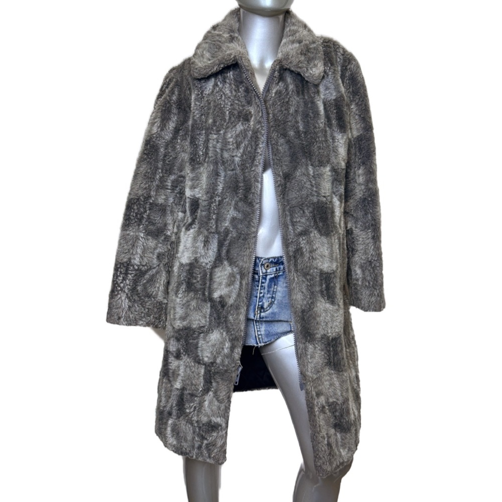 ⭐️ Olympia Vintage Grey Faux-Fur Longline Jacket